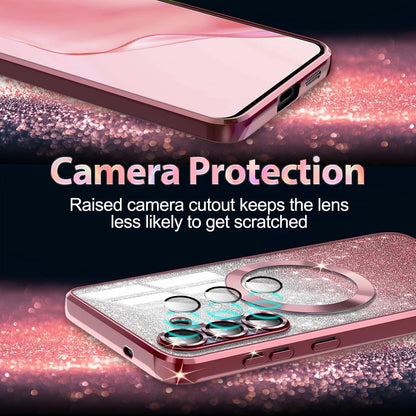 for Galaxy S25 FE Case,Compatible with Magsafe,Clear Magnetic Glitter Gradient S