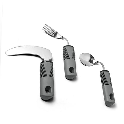 Adaptive Cutlery Set 4-Piece with Widened Non-Slip Handles for Hand Tremors
