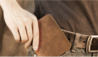 Purse Cash Men's Purse PU Leather Wallet Multi-card Holders Clamps Clip Billfold
