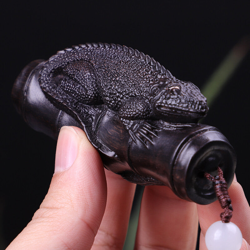 Ebony Wood Hand Carved Statue Sculpture Figure Animal Art Pendant Decor