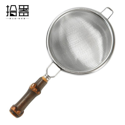 Japanese style bamboo handle tea strainer stainless steel tea strainer creative