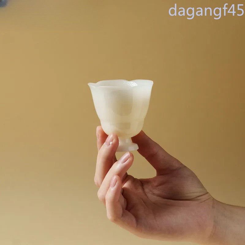 50ml Jade Ceramic Tea-tasting Smelling Cup Flower Mouth High Foot Cup Master Cup