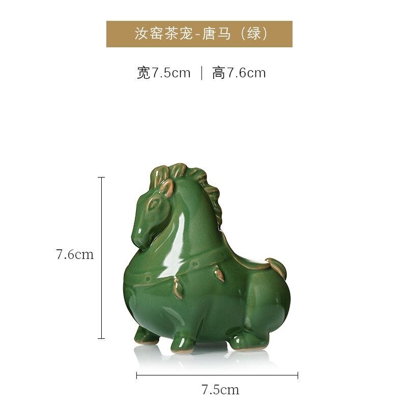 Ceramic Green Horse Tea Pet Figurine Ceramic Tea Ornaments Crafts Decorative