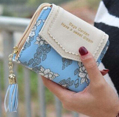 Lady Mini Handbag Leather Coin Purse Women Wallet Card Clamps Cash Clip Billfold