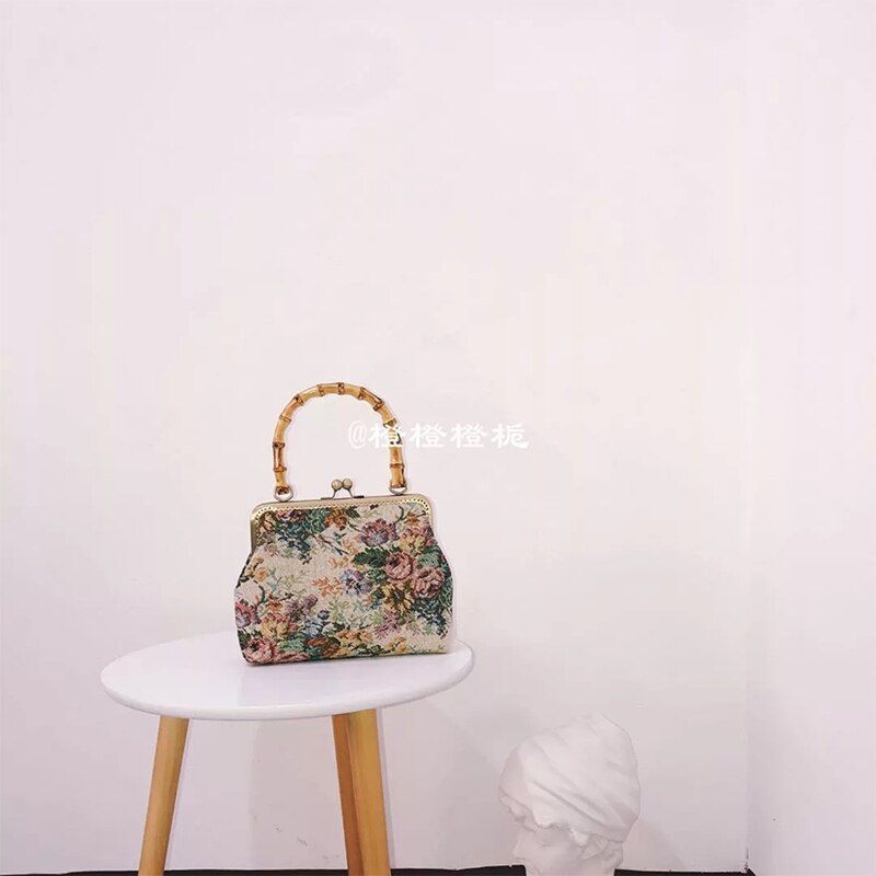 Vintage Flower Handbag Embroidery Shoulder Bags Handmade Tote Purses 22*18*6 CM