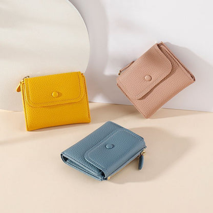 Small Synthetic Leather Wallet Mini Coin Purse Yellow Money Bags 11.5*9.3*2.7 CM