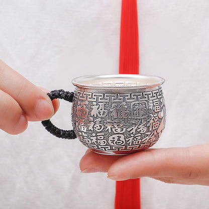999 Sterling Silver Tea Cup With Handle Certificate Paper Health Care Handmade