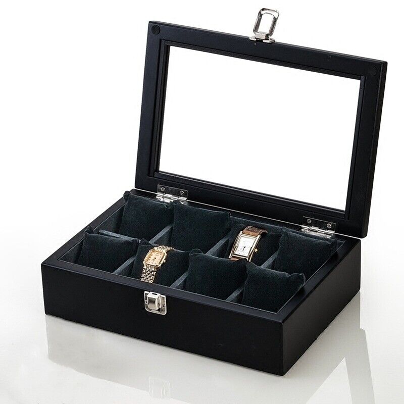 Men Watch Box Organizer Top Wooden Display Fashion Storage Holder Case 3~12Slots