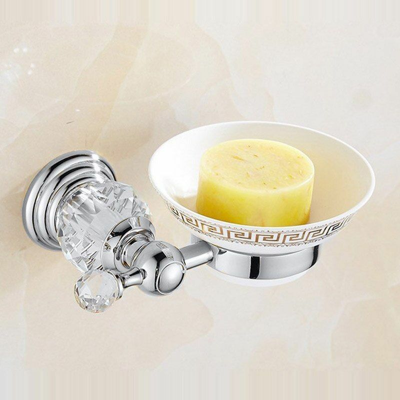 Luxury Crystal Silver Bathroom Accessories Chrome Polished Brass Hardware Sets