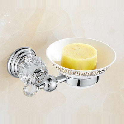 Luxury Crystal Silver Bathroom Accessories Chrome Polished Brass Hardware Sets