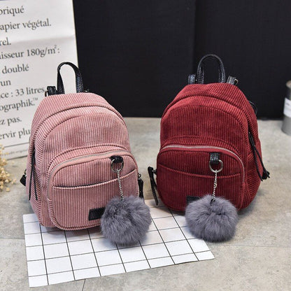 Mini Backpack Corduroy Small Crossbody Striped Fabric Shoulder Bag 15*19*21*11CM