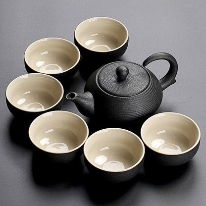 Solid Drinkware Ceramic Teapots Traditional Japanese Style Black Crockery Teacup