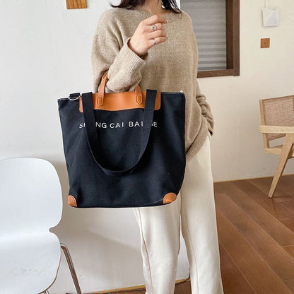 Canvas Handbag Shoulder Crossbody Bag Large Leather Shopper Bag 41*35*17CM Pouch
