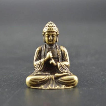 3.2cm Chinese Buddhism Brass Sakyamuni Buddha Statue Table Tea Pet Ornament