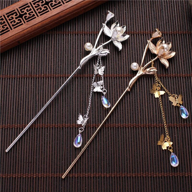 Handmade Tiara Hairpin Flower Fringe Kanzashi Step Shake Headdress Hair Clip