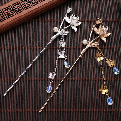Handmade Tiara Hairpin Flower Fringe Kanzashi Step Shake Headdress Hair Clip