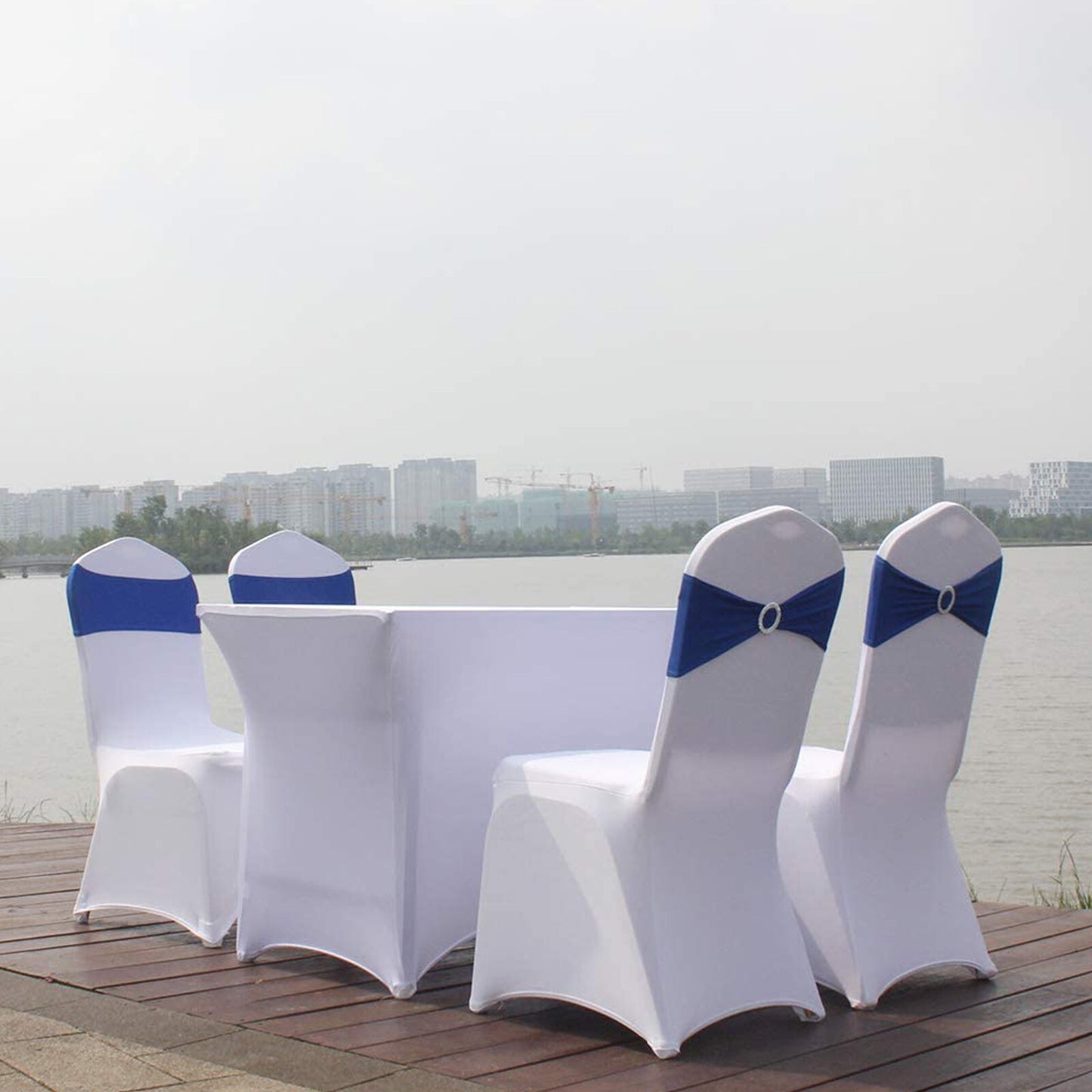 10/25/50/100x Spandex Stretch Chair Sashes Bows Band Wedding Party Banquet Decor