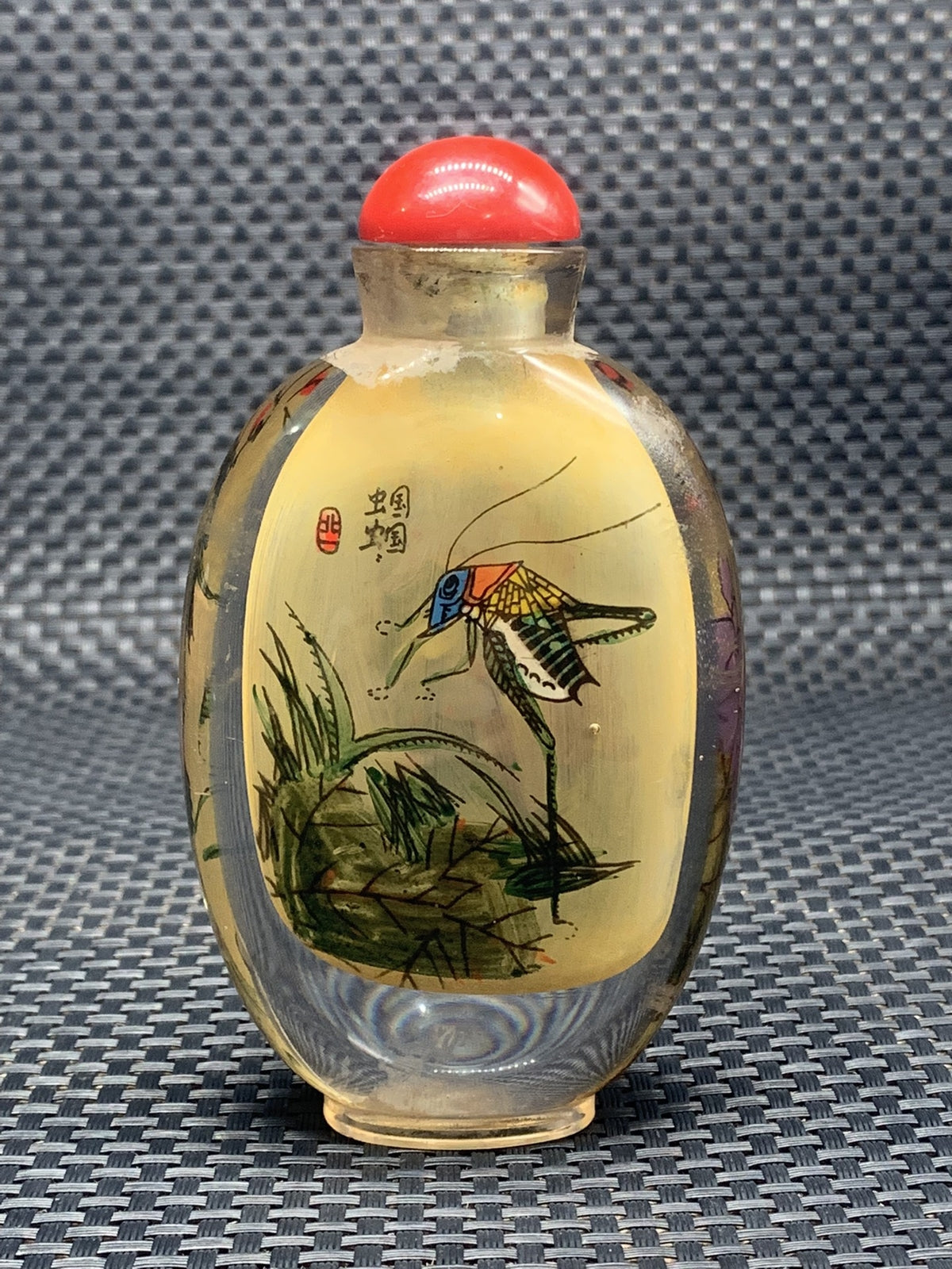Collect Handmade Inner Paintings of Grasshopper Snuff Bottle Crafts