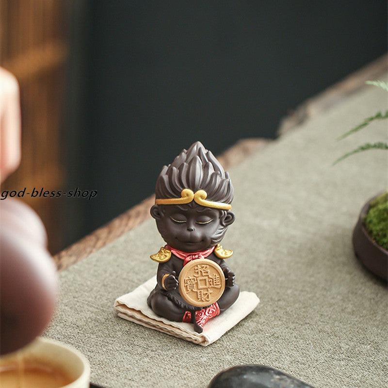 Monkey Statue Yixing Zisha Tea Pet Small Size Safety Wealthy Symbol Purple Clay
