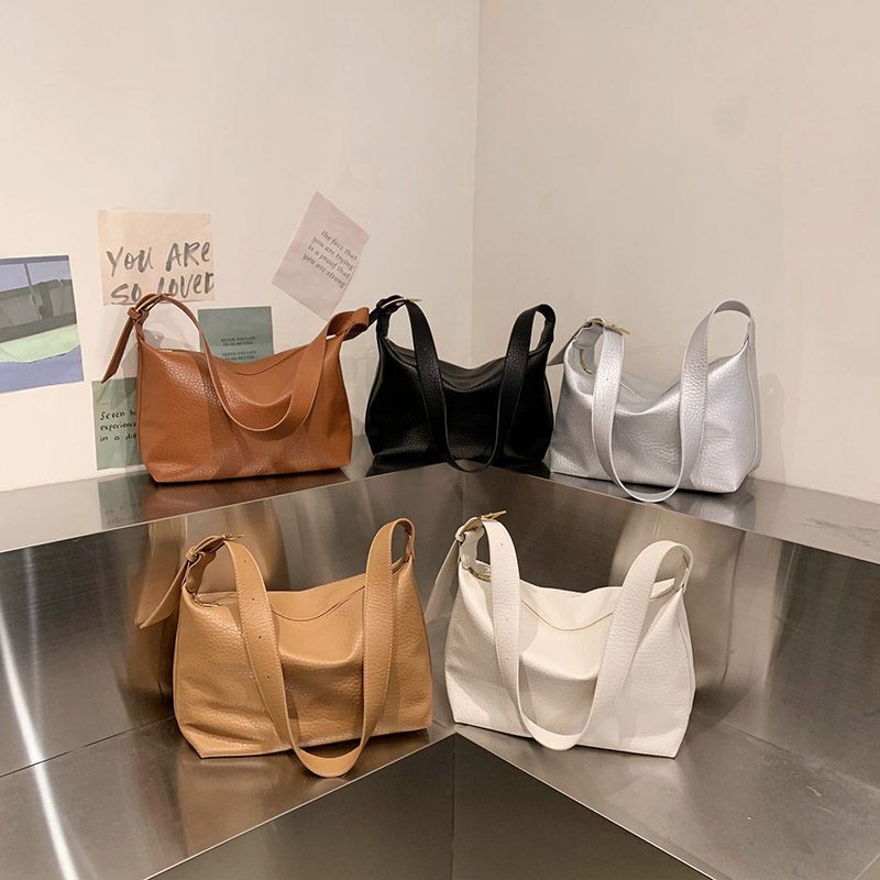 Silver Soft Hobo Bags Fashion Leather Handbags Purse Crossbody Bag 35*31*21*14CM