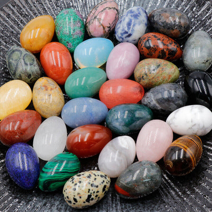 20pcs Mixed Natural Egg Quartz Crystal Skull Carved Healing Gem Reiki No Hole