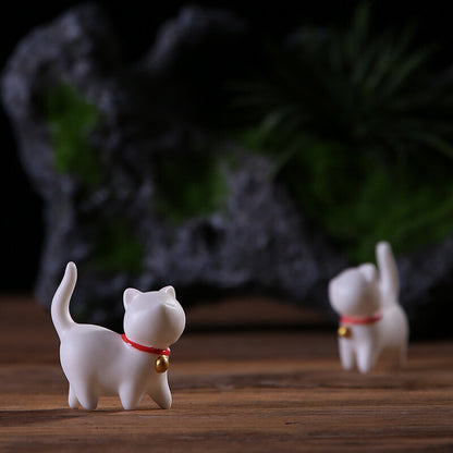 Lovely Porcelain Cat Tea Pet Microlandschaft Decoration Lovely Animal Tea Play
