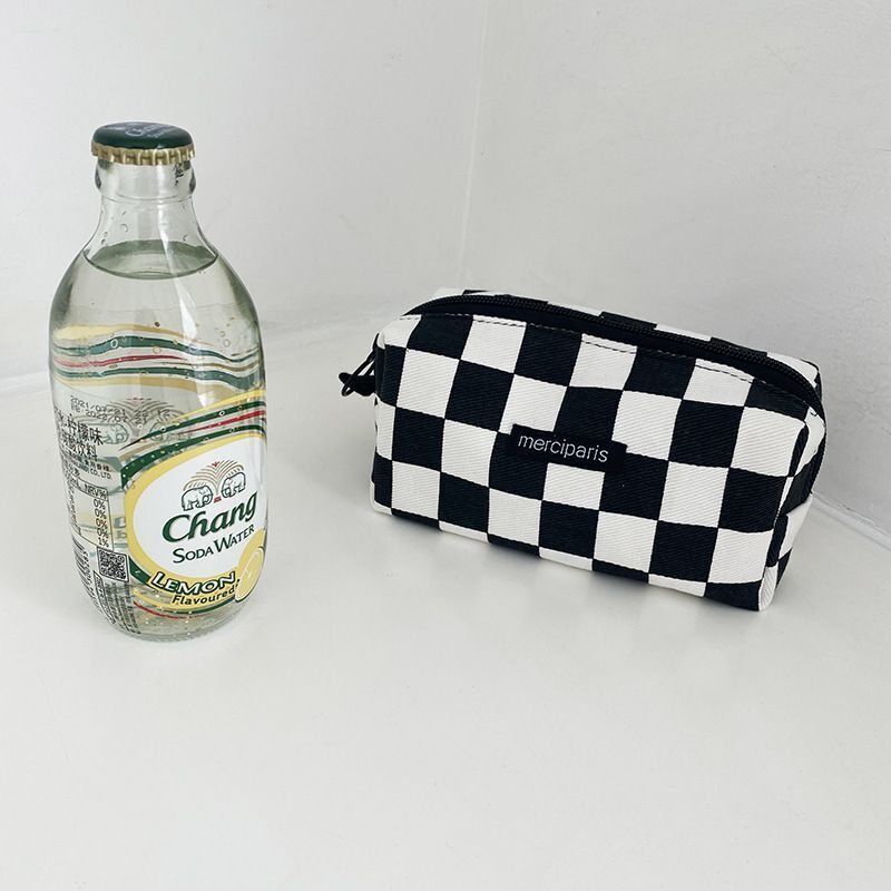 Plaid Cosmetic Bag Canvas Handbags Purse Organizer Pencil Makeup Bags Lipstick