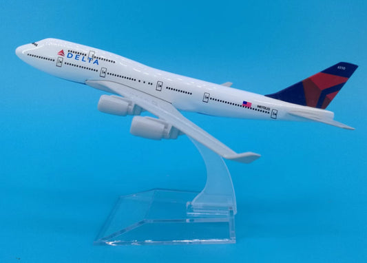 16cm DELTA BOEING 747-400 Passenger Plane Metal Airplane Diecast Aircraft Model