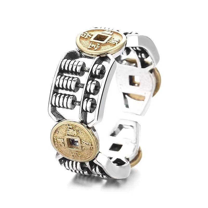 Men's Women's Fashion Lucky Money Coin Ring Adjustable Wishful Thinking Ring
