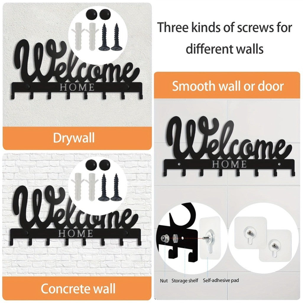 Wall Mounted Metal Key Holder 8Hooks Entryway Office Storage Organizer Rustproof