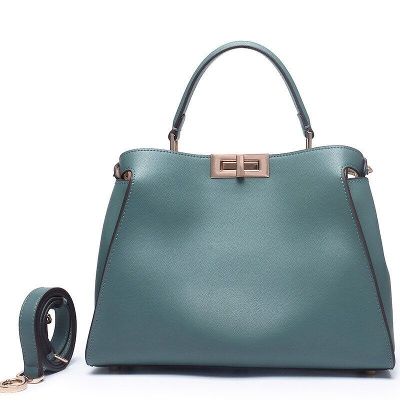 Genuine Leather Tote Handbag Women Bags Square Purse S/M/L Sizes Cow Leather 1PC