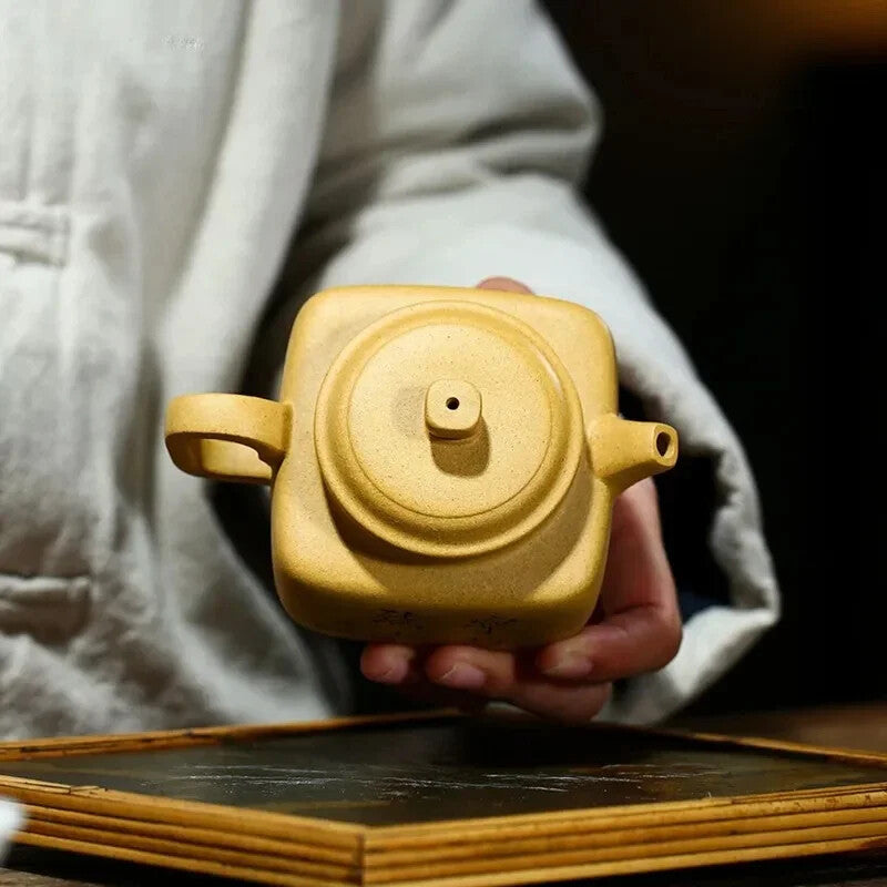 200ml Yixing Purple Clay Teapot Mud Square Filter Tea Pot High Zisha Tea Kettle