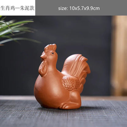 Creative Purple Sand 12 Zodiac Animal Decoration Tea Pet Lovely Desktop Ornament