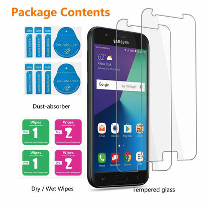 Samsung Galaxy J7 (2017) Dual Layer Rubber Case Cover / Tempered Glass Protector