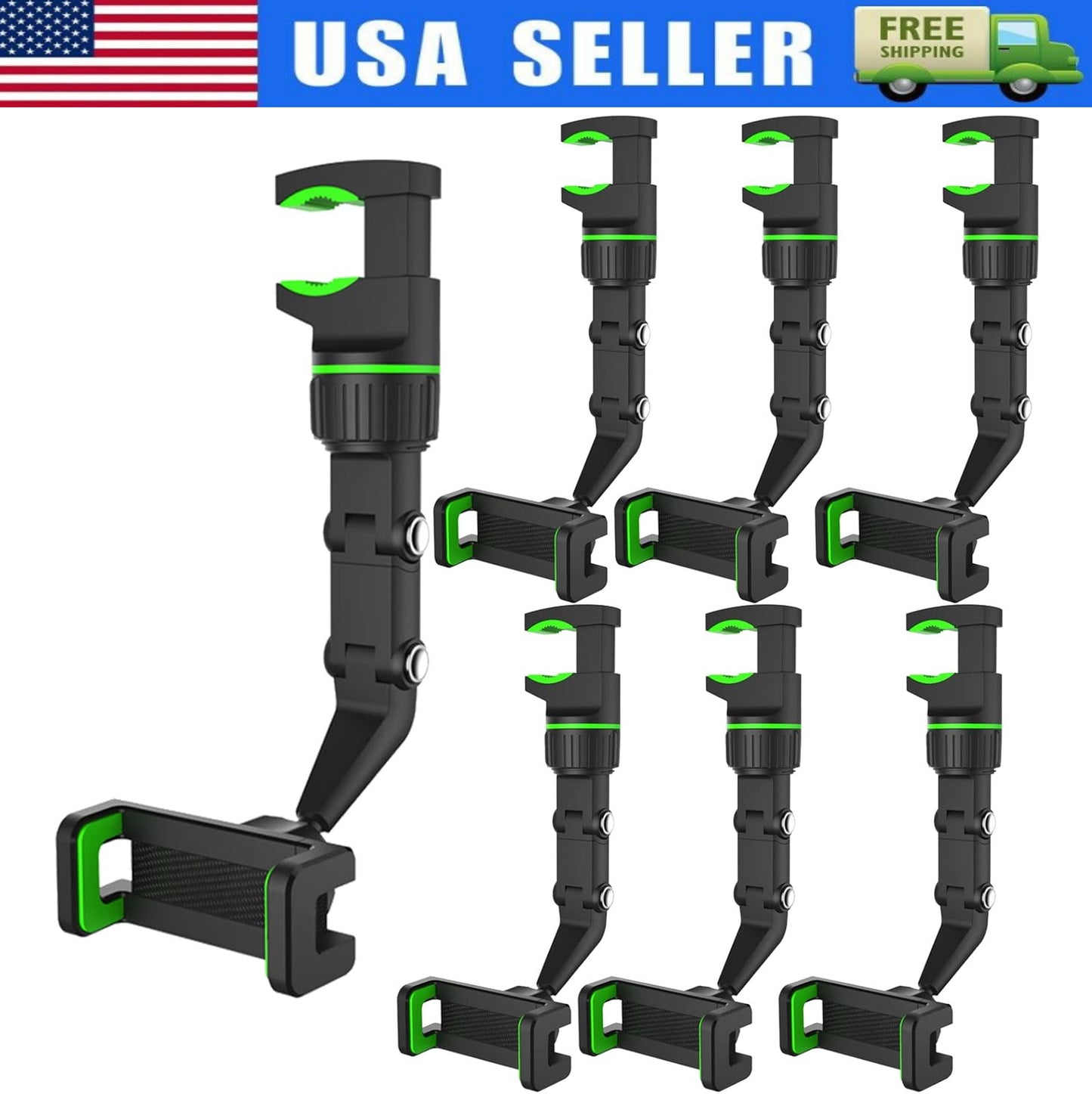 360°Car Rearview Mirror Rotation Adjustable Phone Holder Mount Multifunction LOT