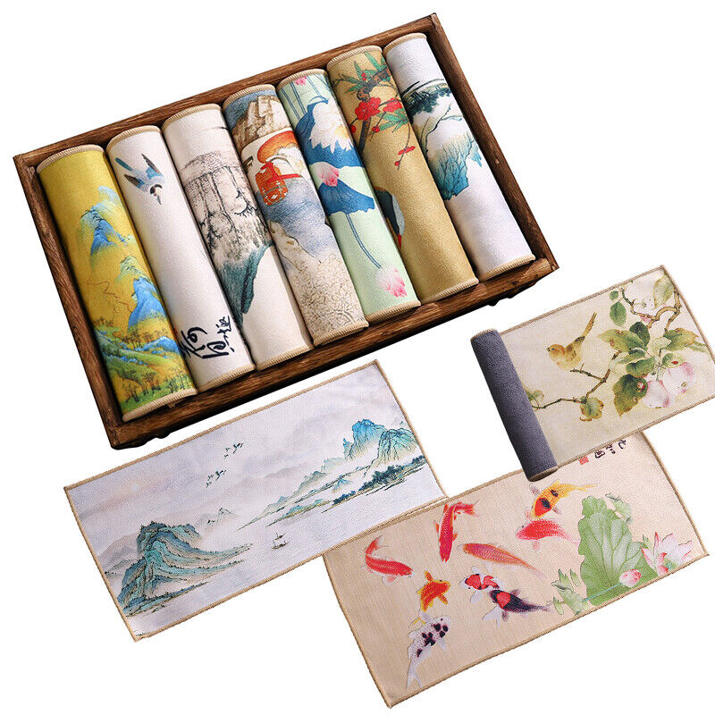 Painted Chinese Style Thick Tea Towel Super Absorbent Tea Cleaning Set Cup Mat.