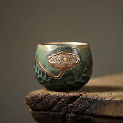 Embersceramic Ceramic Tea Cup Green Lotus Chinese Tea Cups