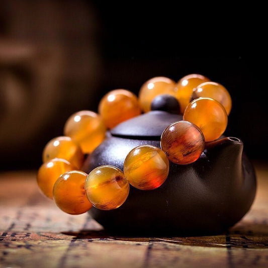 Tibetan 20mm Agate Bead Bracelet Full Vein Prayer Beads Unisex Buddhist Jewelry
