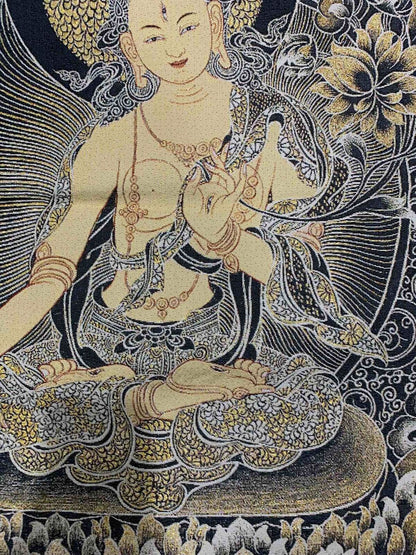 36" Tibet Tibetan Cloth Silk Buddhism Tara Guanyin Kwan-yin Tangka Thangka Mural