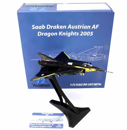 1:72 Aviation Saab Draken Austrian AF Dragon Nights 2005 Fighter Diecast Model