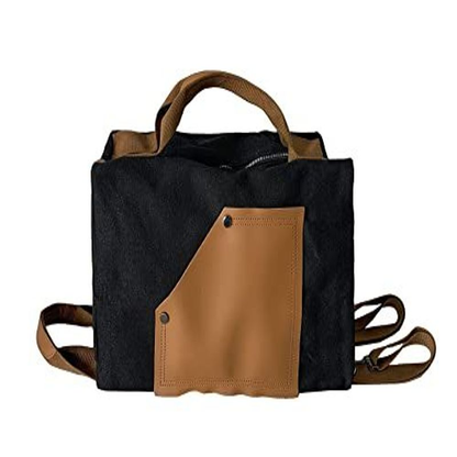 Travel Duffle Bag Casual Backpack 4 Ways for Men Women Leather Canvas Black