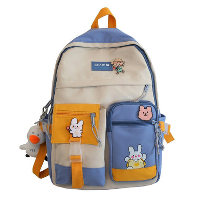 Waterproof Backpack Patchwork Style School Purse High Capacity Student Book Bags