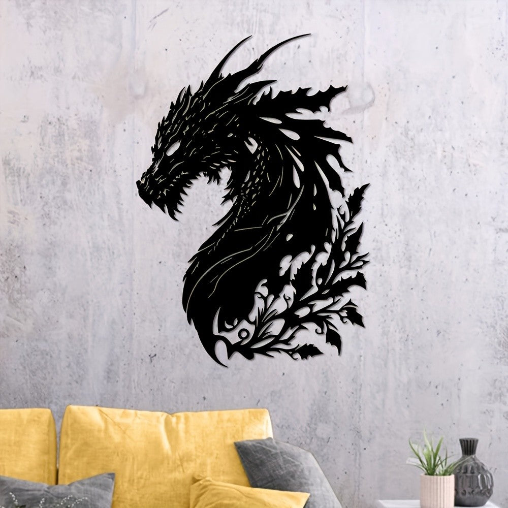 Animal Plant Patterns Unique Housewarming Gift for Home Metal Dragon Wall Art