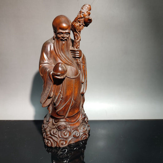 god of longevity buddha statue wooden decorative sculpture Figurines Room decor