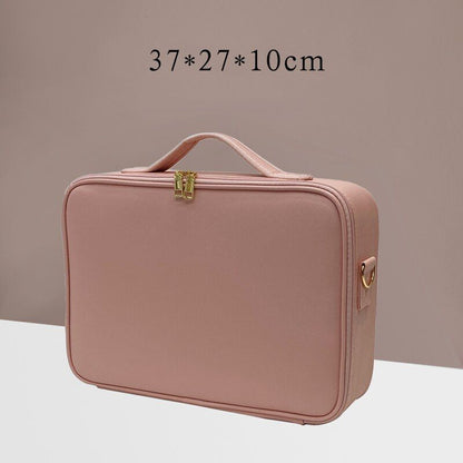 Leather Clapboard Cosmetic Bag Professional Make Up Case Large Traveling Insert