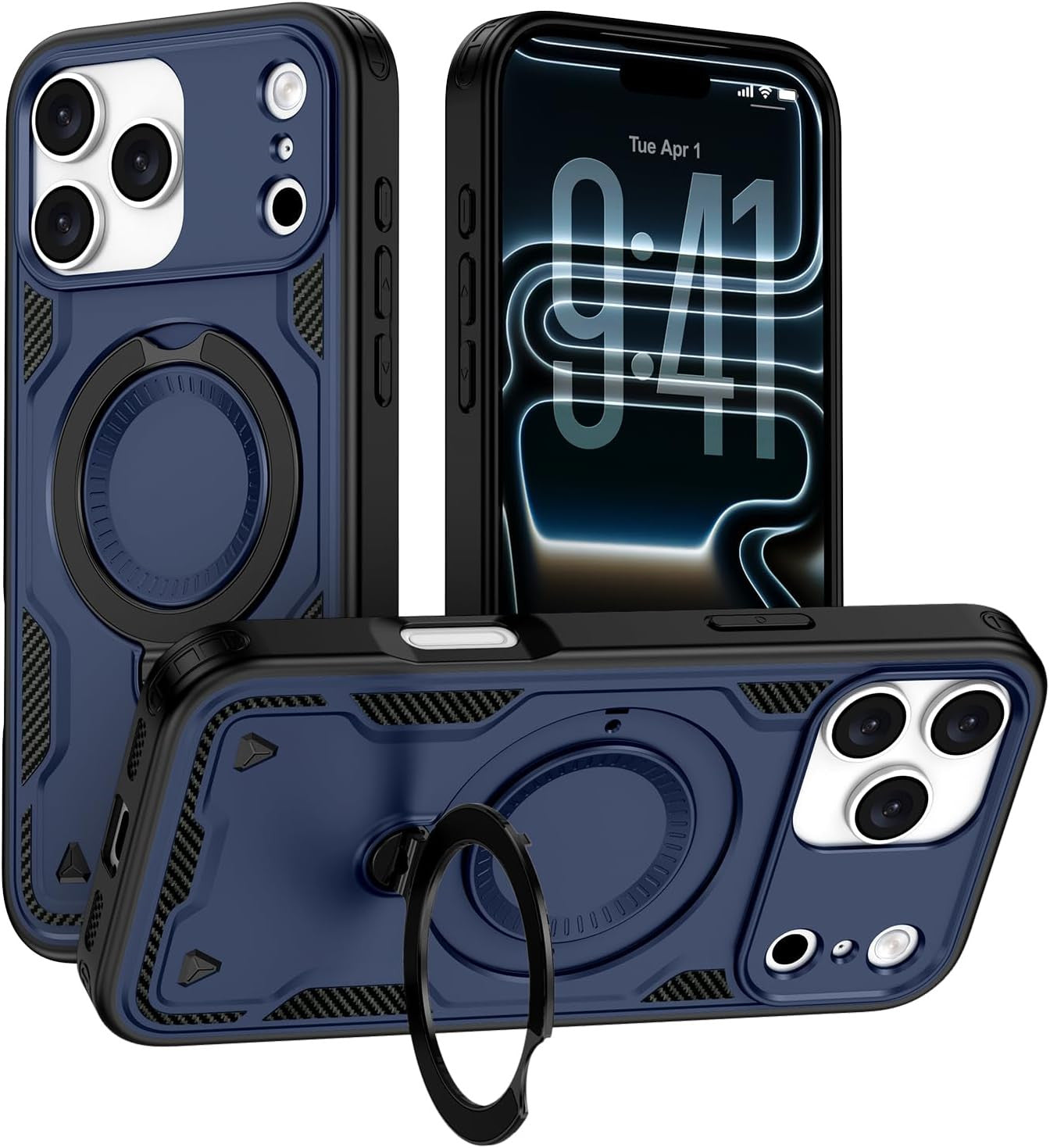 Iphone 17 Pro Max Case with 360° Spin Magnetic Stand Ring Holder, Fit for Mag-Sa