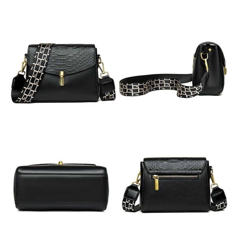 Crocodile Pattern Genuine Leather Tote Bag Women Luxury Shoulder Messenger Bags