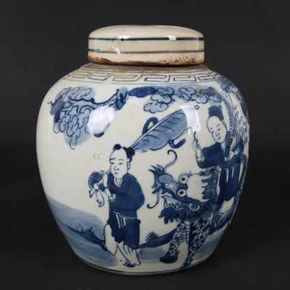 Chinese Antique Ancient Porcelain Blue and White Porcelain Jar Tea Can
