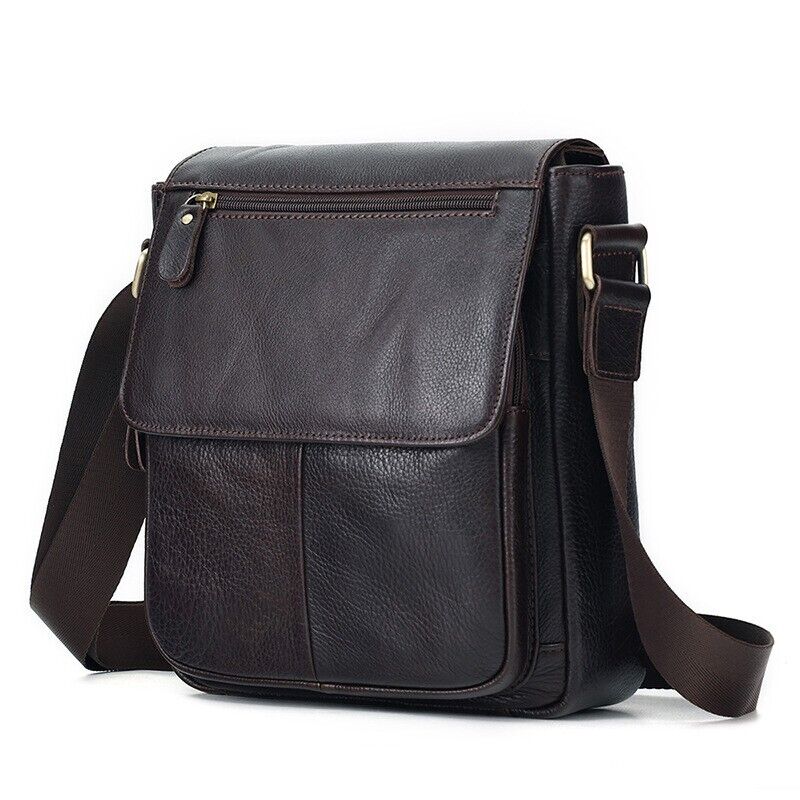 Real Cowhide Leather Bag, Dark brown Men's Sling Shoulder Bags