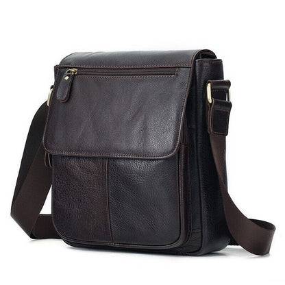 Real Cowhide Leather Bag, Dark brown Men's Sling Shoulder Bags